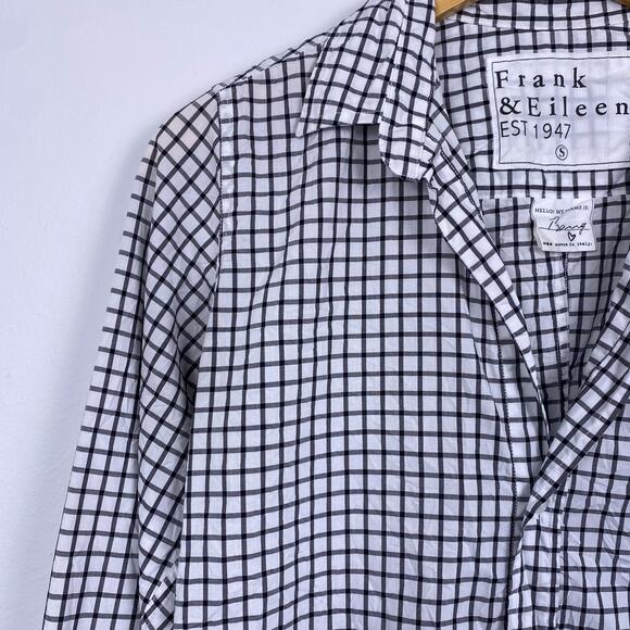 Frank & Eileen Barry Tailored Button-Up Shirt in Black/White Check Print Small - Picture 2 of 6